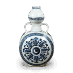 青花唐花纹瓢形耳扁壶