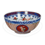 色绘牡丹人物圆纹碗