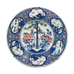 色绘牡丹树木纹大盘