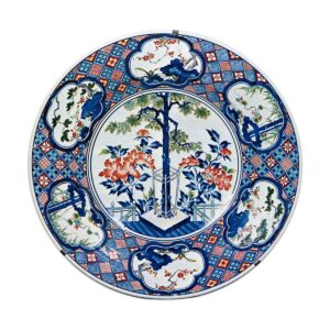 色绘牡丹树木纹大盘