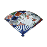 色绘秋草纹扇形盘