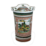色绘山水纹角桶