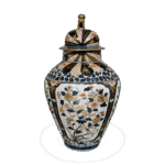 色绘人物盛花纹六角大壶