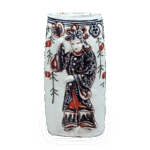 色绘美人纹四方挂花生