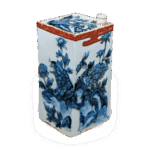 色绘狮子牡丹纹角形酒壶