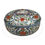 色绘花包纹盖物