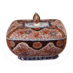 色绘菊铁线莲纹四方盖物