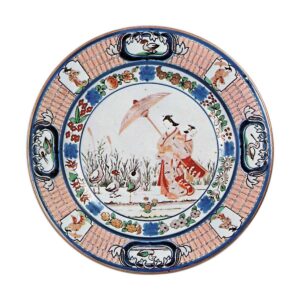 色絵美人鷺文大皿