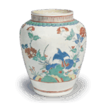 色绘花鸟纹八角壶