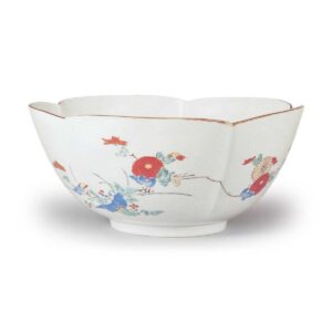 色绘花卉纹轮花盆