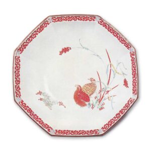 色绘粟鹌鹑纹盆