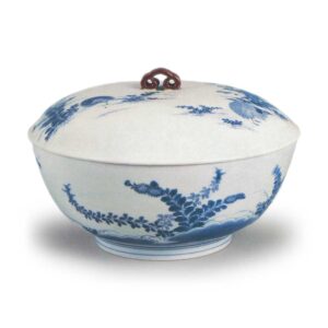 青花鹌鹑秋草纹盆