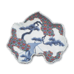 色绘松帆悬舟纹盘 元禄六年铭