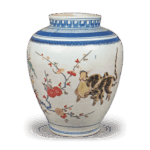 色绘松竹梅虎纹壶