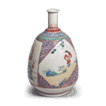 色绘唐子秋草纹德利