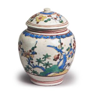 彩绘梅树纹小壶