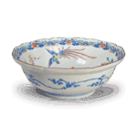 色绘梅竹凤凰纹盆