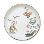 彩绘牡丹竹虎纹盘