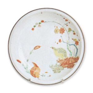 彩绘梅竹鹌鹑纹盘