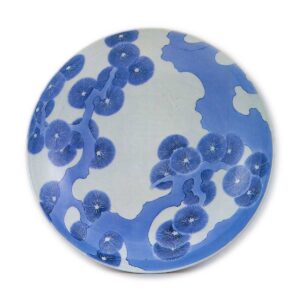 蓝釉岛染付松纹三足尺皿