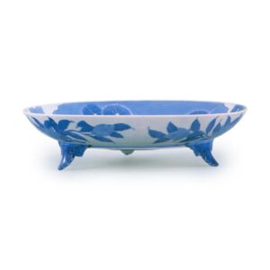 蓝釉岛染付松纹三足尺皿