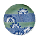锅岛青瓷染付水车纹盘