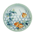 锅岛色绘垣根石榴纹盘