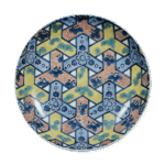 锅岛色绘网代纹盘