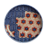 鍋島色絵亀甲唐花文皿