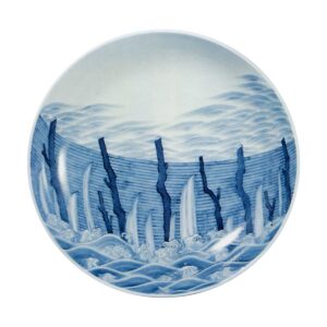 锅岛染付堰纹盘