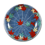 锅岛色绘蜘蛛网红叶纹盘
