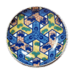 锅岛色绘网代纹盘