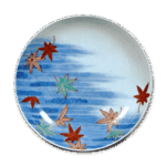 锅岛色绘龙田川纹盘