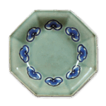 锅岛青瓷染付如意头纹盘