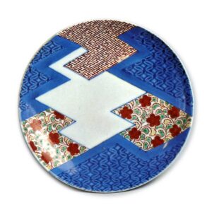 锅岛彩绘纱绫纹盘