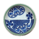 锅岛青瓷染付唐花纹盘