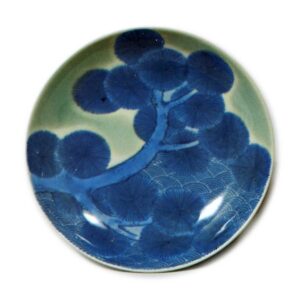 锅岛青瓷染付松青海波纹盘