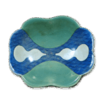 锅岛青瓷染付瓢青海波纹小碟