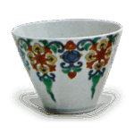 锅岛色绘环堵纹猪口