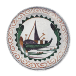 古九谷色绘泊船纹大碗