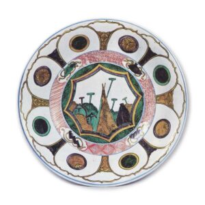 古九谷色绘网干莲瓣纹大碗