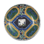 古九谷色绘色纸山水百花纹大盘