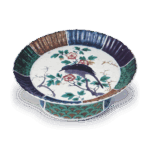 古九谷色绘花鸟纹轮花台盆