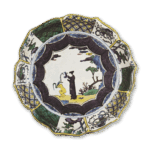 古九谷色绘水浴纹轮花台盆