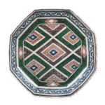 古九谷色绘菱形文八角大盘