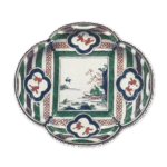 古九谷色绘钓人物纹木瓜形大盘