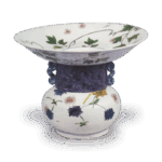 古九谷色绘铁线莲纹薄端花器