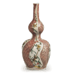 古九谷色绘草花纹葫芦形酒壶