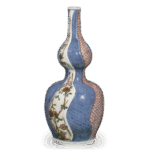 古九谷色绘染付草花纹瓢形酒壶
