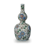 古九谷色绘葡萄唐草丸纹瓢形酒壶